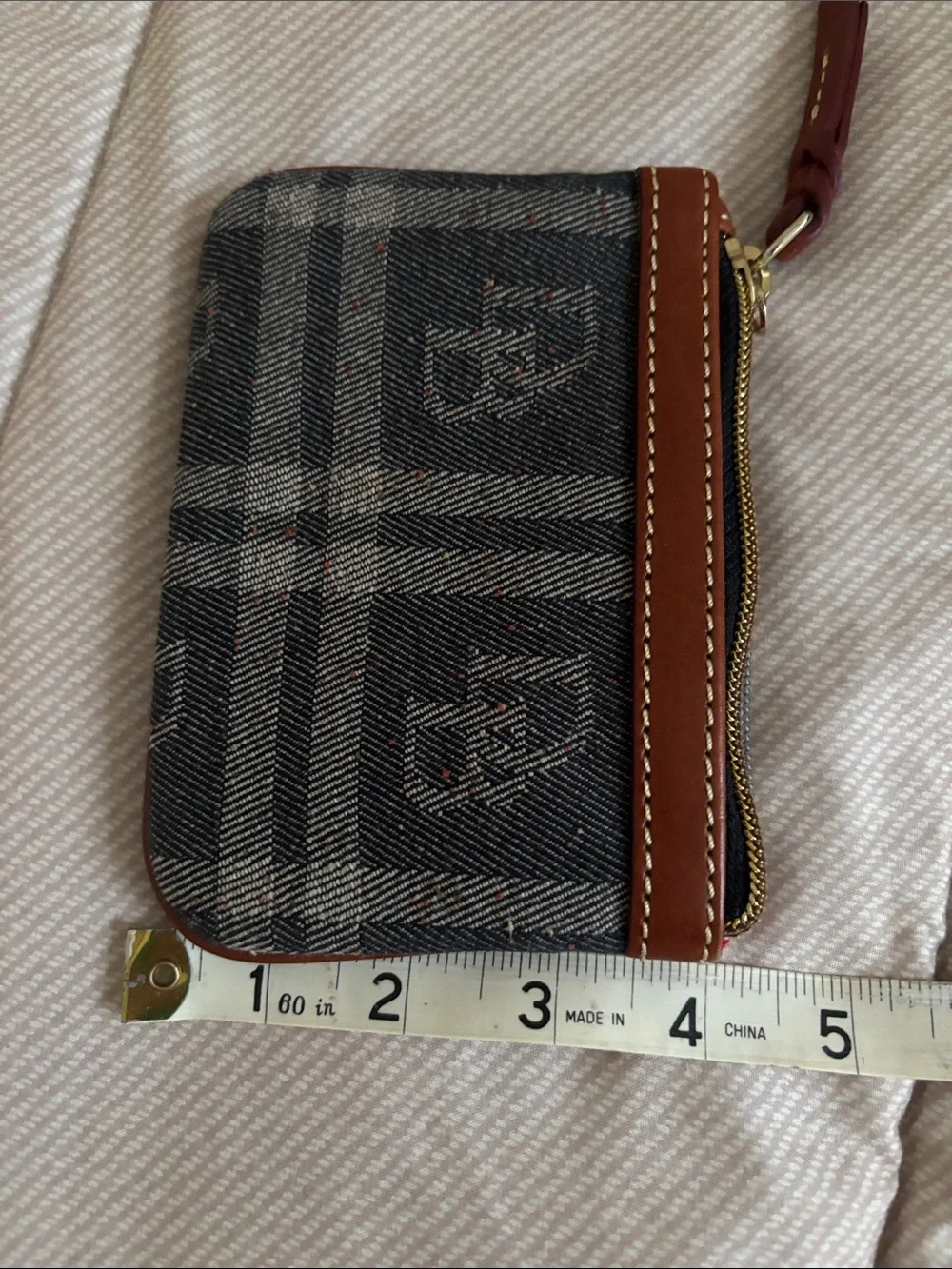 Dooney & Bourke Black and Brown Logo Coin Pouch